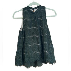 LOVE FIRE OLIVE GREEN LACE OVERLAY BLOUSE